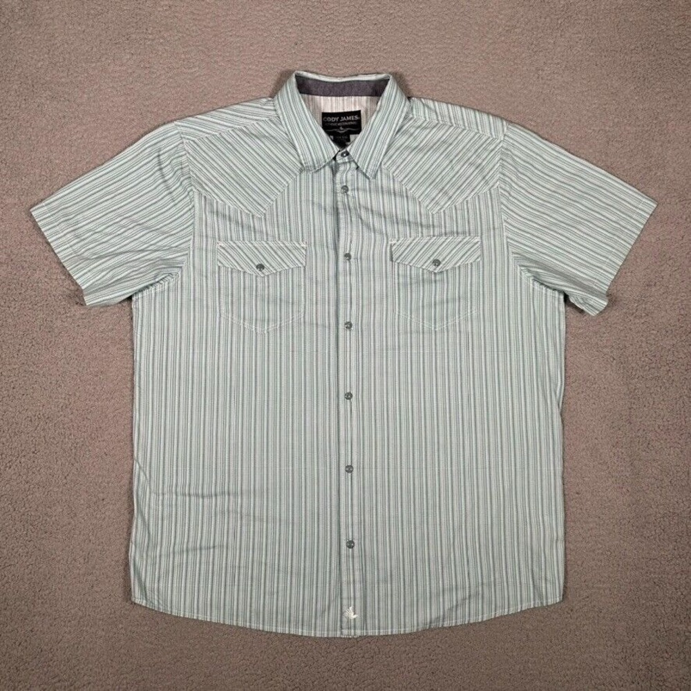 Cody James Shirt Mens‎ 2XL XXL Blue Striped Western Pearl Snap Casual Pockets